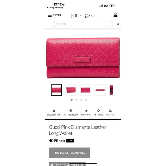 Gucci Pink Diamante Leather Long Bi-Fold Wallet W/Box - Picture 13 of 13